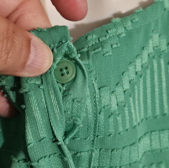 Talbots Chiffon 3/4 Sleeve Hidden Buttons Blouse Kelly Green Size L - Picture 4 of 12